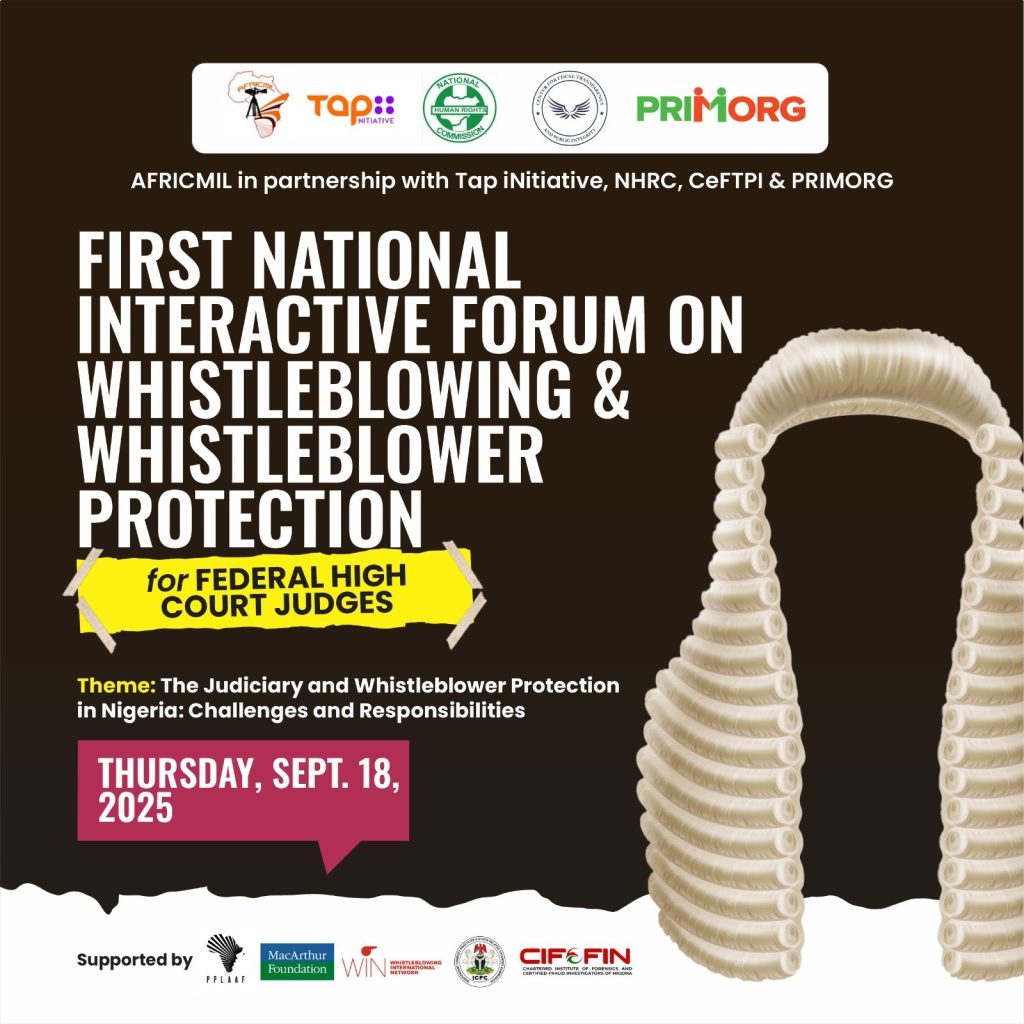 AFRICMIL to host first national forum for judges on whistleblowing in Nigeria
