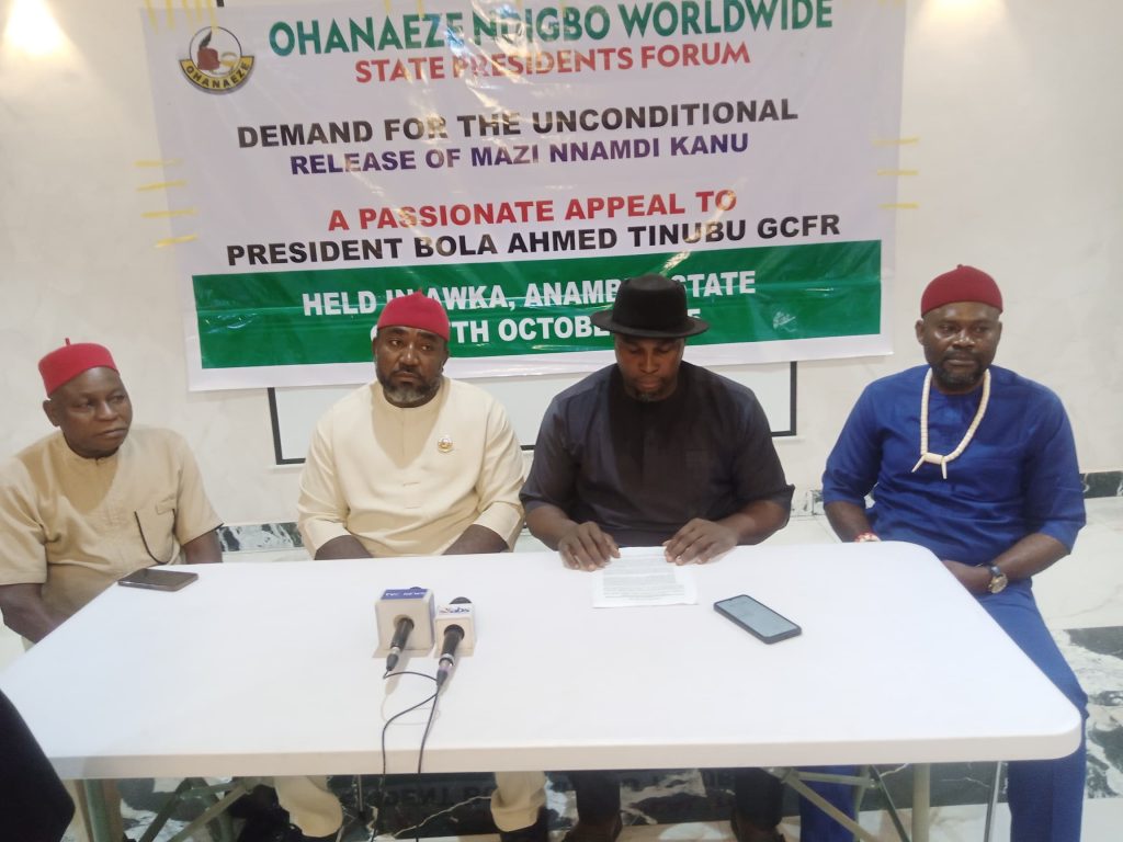 Ohanaeze presidents demand unconditional release of Kanu, others