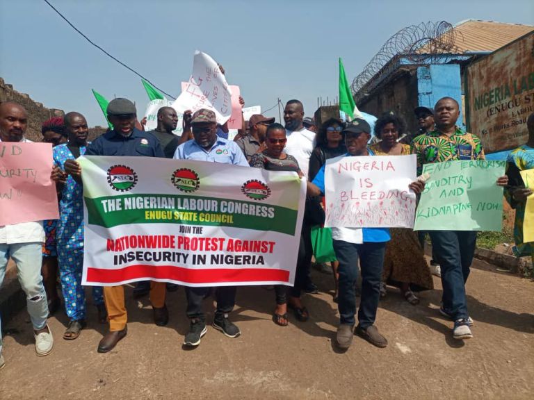 Insecurity: NLC protest stalls activities in Enugu metropolis